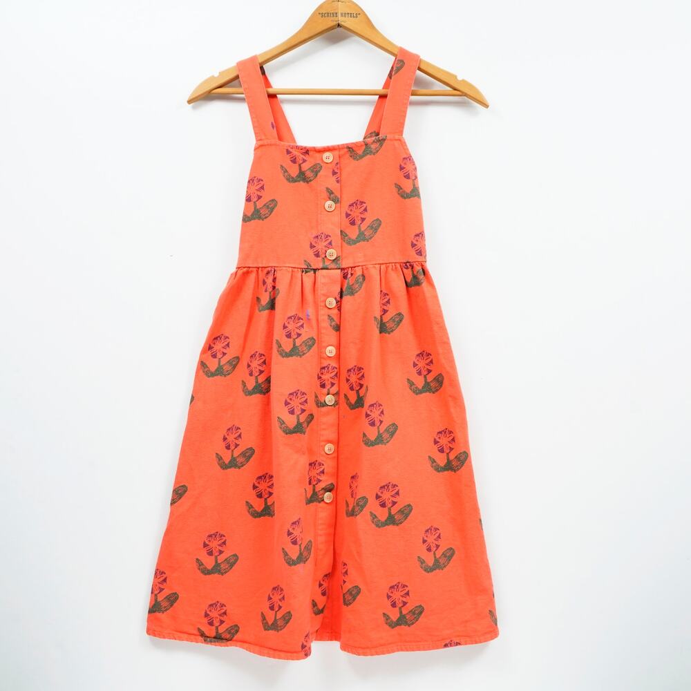 Bobo Choses Girls Floral Dress Organic Cotton 10-11Y 148cm Orange